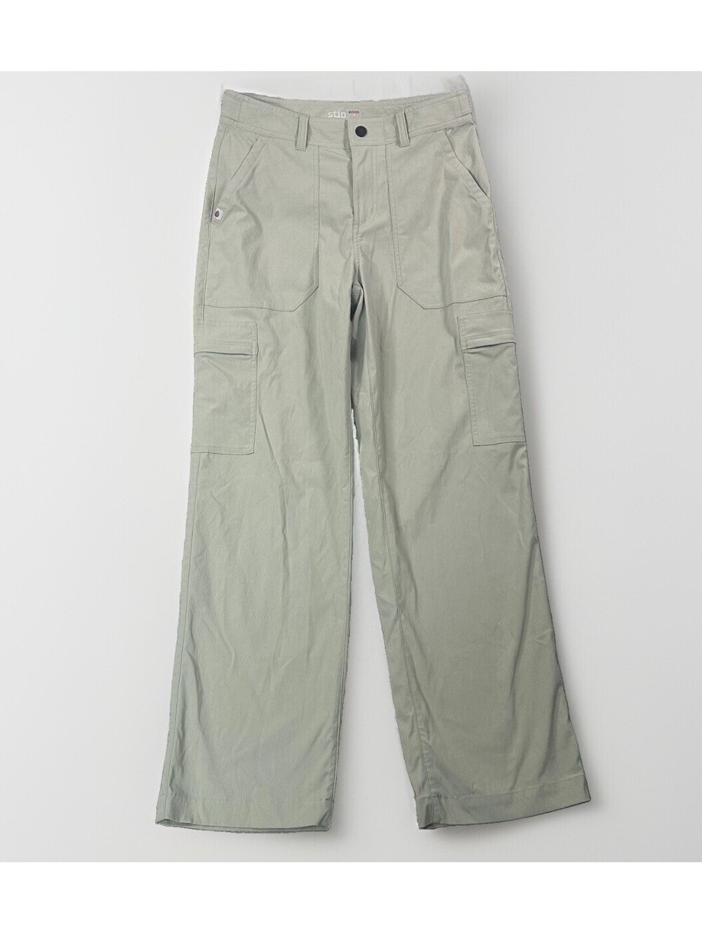 Stio Womens Wide Leg Cargo Pants Sage Green Gorpcore Hiking Outdoor Size 4R